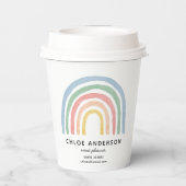 Moderne waterverf regenboog schattig kleurrijk papieren bekers (Achterkant)