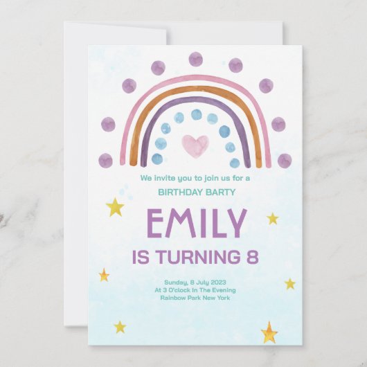 Moderne Waterverf regenbooghartdag Kaart (Voorkant)