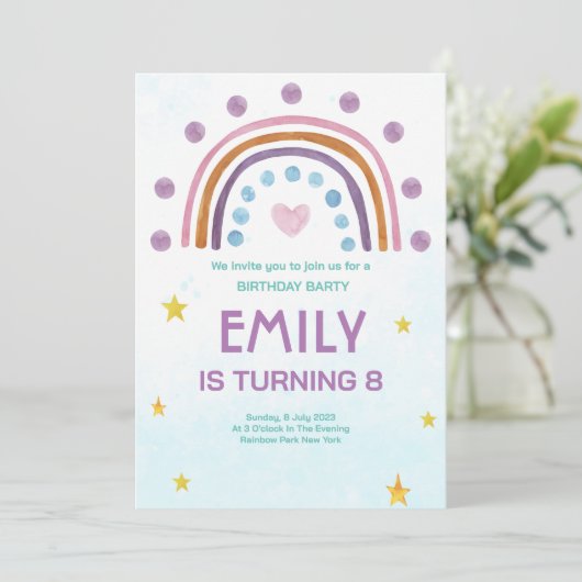 Moderne Waterverf regenbooghartdag Kaart (Staand voorkant)