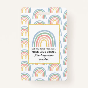 Moderne waterverf regenboogleraar bedankt cadeau badge