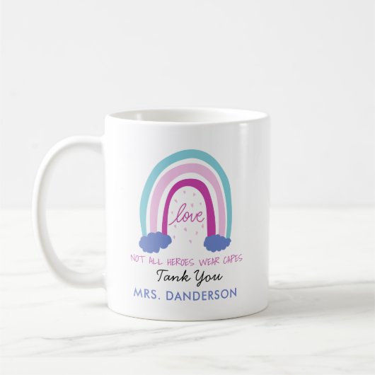 Moderne waterverf regenboogleraar bedankt cadeau koffiemok (Links)