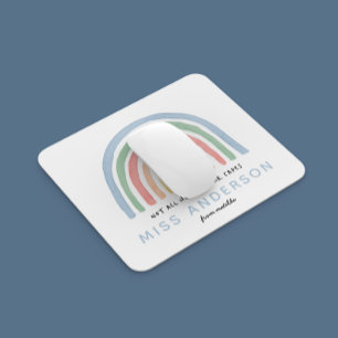 Moderne waterverf regenboogleraar bedankt cadeau muismat