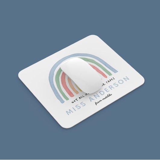 Moderne waterverf regenboogleraar bedankt cadeau muismat