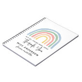 Moderne waterverf regenboogleraar bedankt cadeau notitieboek (Linkerzijde)