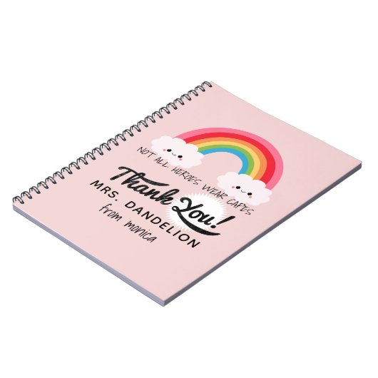 Moderne waterverf regenboogleraar bedankt cadeau notitieboek (Linkerzijde)