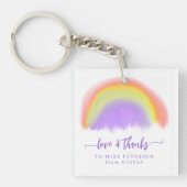 Moderne waterverf regenboogleraar bedankt cadeau sleutelhanger (voorkant)