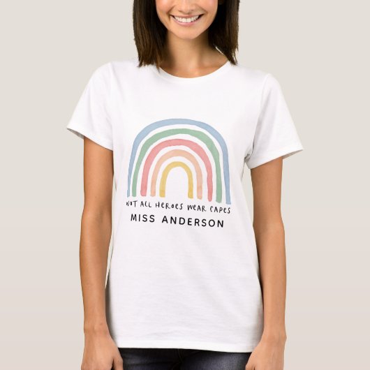 Moderne waterverf regenboogleraar bedankt cadeau t-shirt (Voorkant)