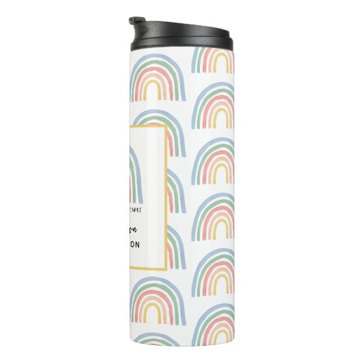 Moderne waterverf regenboogleraar bedankt cadeau thermosbeker (Geroteerd rechts)