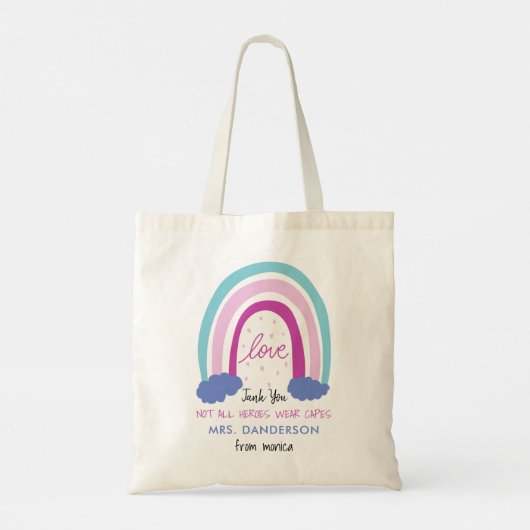 Moderne waterverf regenboogleraar bedankt cadeau tote bag (Achterkant)