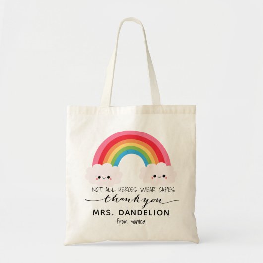 Moderne waterverf regenboogleraar bedankt cadeau tote bag (Voorkant)