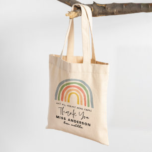 Moderne waterverf regenboogleraar bedankt cadeau tote bag