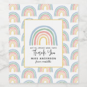 Moderne waterverf regenboogleraar bedankt cadeau wijn etiket (Enkel label)