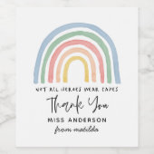 Moderne waterverf regenboogleraar bedankt cadeau wijn etiket (Enkel label)