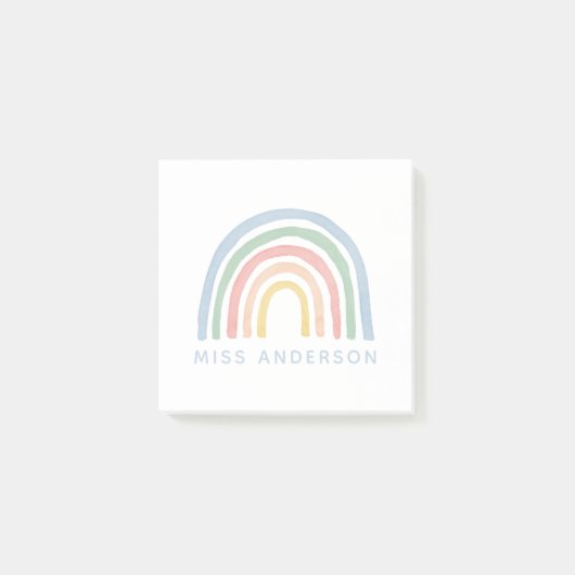 Moderne waterverf regenboogleraar bedankt je cadea post-it® notes (Voorkant)