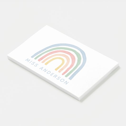 Moderne waterverf regenboogleraar bedankt je cadea post-it® notes (Schuin)