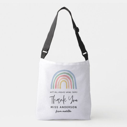 Moderne waterverf regenboogleraar bedankt voor je  crossbody tas (Voorkant)