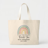 Moderne waterverf regenboogleraar bedankt voor je  grote tote bag (Voorkant)