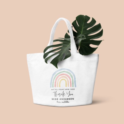Moderne waterverf regenboogleraar bedankt voor je  grote tote bag