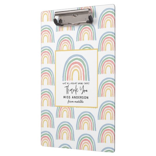 Moderne waterverf regenboogleraar bedankt voor je  klembord (Links)