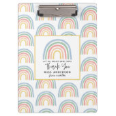 Moderne waterverf regenboogleraar bedankt voor je  klembord (Voorkant)