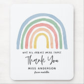 Moderne waterverf regenboogleraar bedankt voor je  muismat (Voorkant)