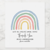 Moderne waterverf regenboogleraar bedankt voor jul wijn etiket (Enkel label)