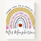 Moderne Waterverf regenboogleraar Dank je cadeau Notitieboek (Achterkant)
