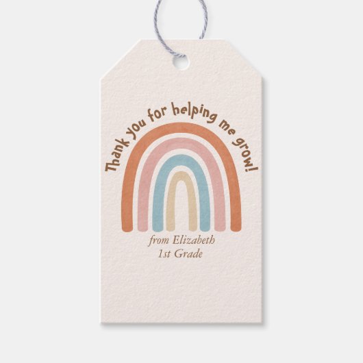 Moderne Waterverf regenboogleraar Hartelijk dank Cadeaulabel (Voorkant)