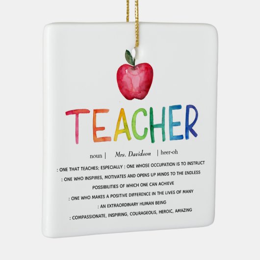 Moderne Waterverf regenboogleraar Hartelijk dank Keramisch Ornament (Rechts)