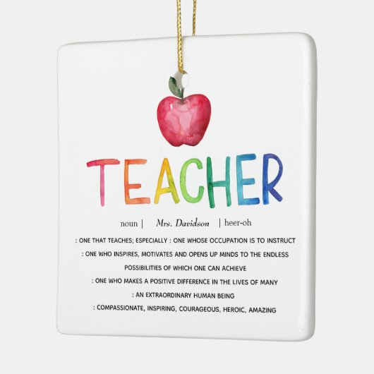 Moderne Waterverf regenboogleraar Hartelijk dank Keramisch Ornament (Links)