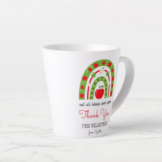 Moderne Waterverf regenboogleraar Hartelijk dank Latte Mok (Rechterhoek)