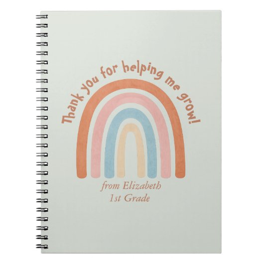 Moderne Waterverf regenboogleraar Hartelijk dank Notitieboek (Voorkant)