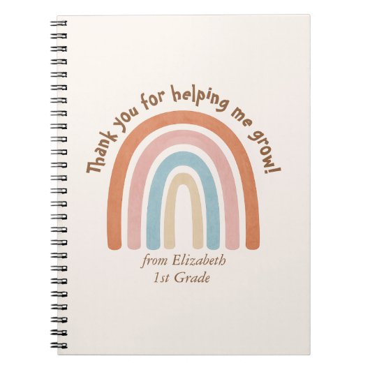 Moderne Waterverf regenboogleraar Hartelijk dank Notitieboek (Voorkant)