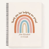 Moderne Waterverf regenboogleraar Hartelijk dank Notitieboek (Voorkant)