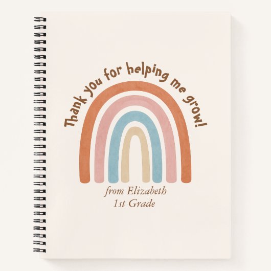 Moderne Waterverf regenboogleraar Hartelijk dank Notitieboek (Voorkant)