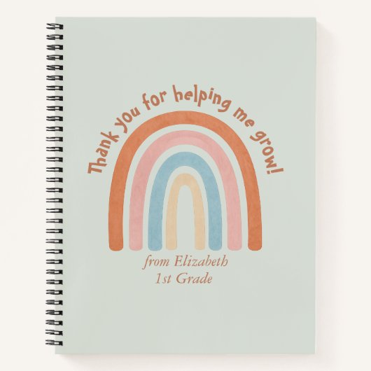 Moderne Waterverf regenboogleraar Hartelijk dank Notitieboek (Voorkant)