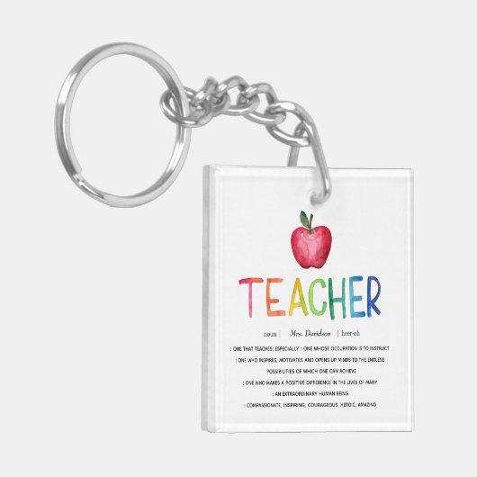 Moderne Waterverf regenboogleraar Hartelijk dank   Sleutelhanger (Voorkant Links)