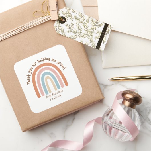 Moderne Waterverf regenboogleraar Hartelijk dank Vierkante Sticker (Geschenken)