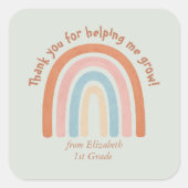 Moderne Waterverf regenboogleraar Hartelijk dank Vierkante Sticker (Voorkant)