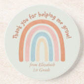 Moderne Waterverf regenboogleraar Hartelijk dank Zandsteen Onderzetter (Voorkant)
