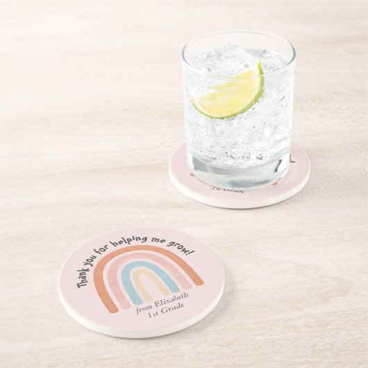 Moderne Waterverf regenboogleraar Hartelijk dank Zandsteen Onderzetter (Zijkant)