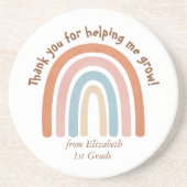Moderne Waterverf regenboogleraar Hartelijk dank Zandsteen Onderzetter (Voorkant)