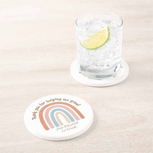 Moderne Waterverf regenboogleraar Hartelijk dank Zandsteen Onderzetter (Zijkant)