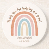 Moderne Waterverf regenboogleraar Hartelijk dank Zandsteen Onderzetter (Voorkant)