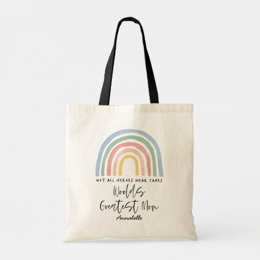 Moderne waterverf regenboogmoeder bedankt je cadea tote bag (Achterkant)