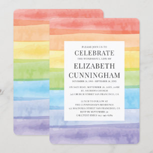 Moderne Waterverf regenboogstripes Memorial Kaart
