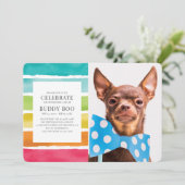 Moderne Waterverf regenboogstripes Pet Memorial Kaart (Staand voorkant)