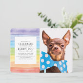 Moderne Waterverf regenboogstripes Pet Memorial Kaart (Staand voorkant)