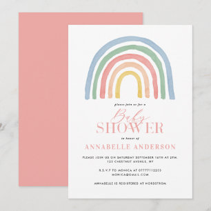 Moderne waterverf regenboogvormig baby shower