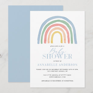 Moderne waterverf regenboogvormig baby shower